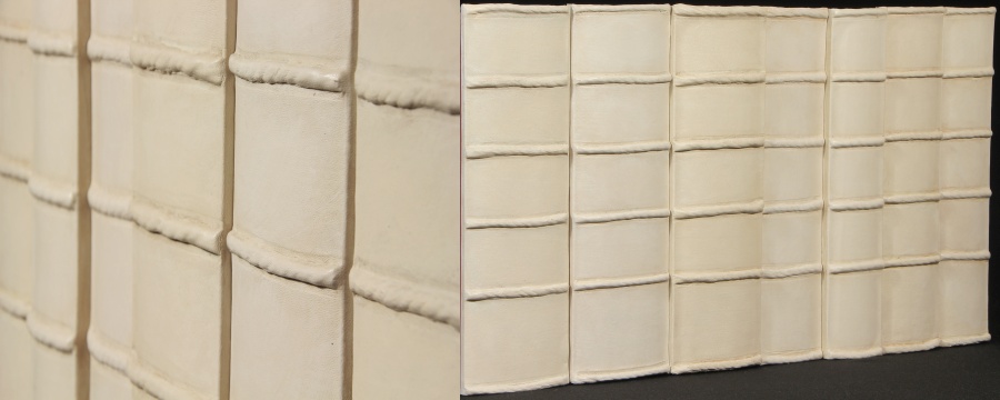 Replica Book Panels Vellum White Leather Book Spines